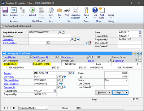 Project Accounting Fields in Microsoft Dynamics GP (Great Plains) 2016