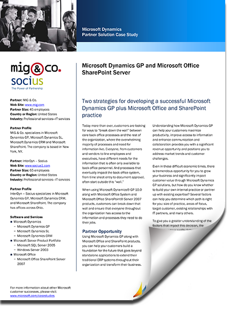 MIG Dynamics GP and SharePoint Case Study
